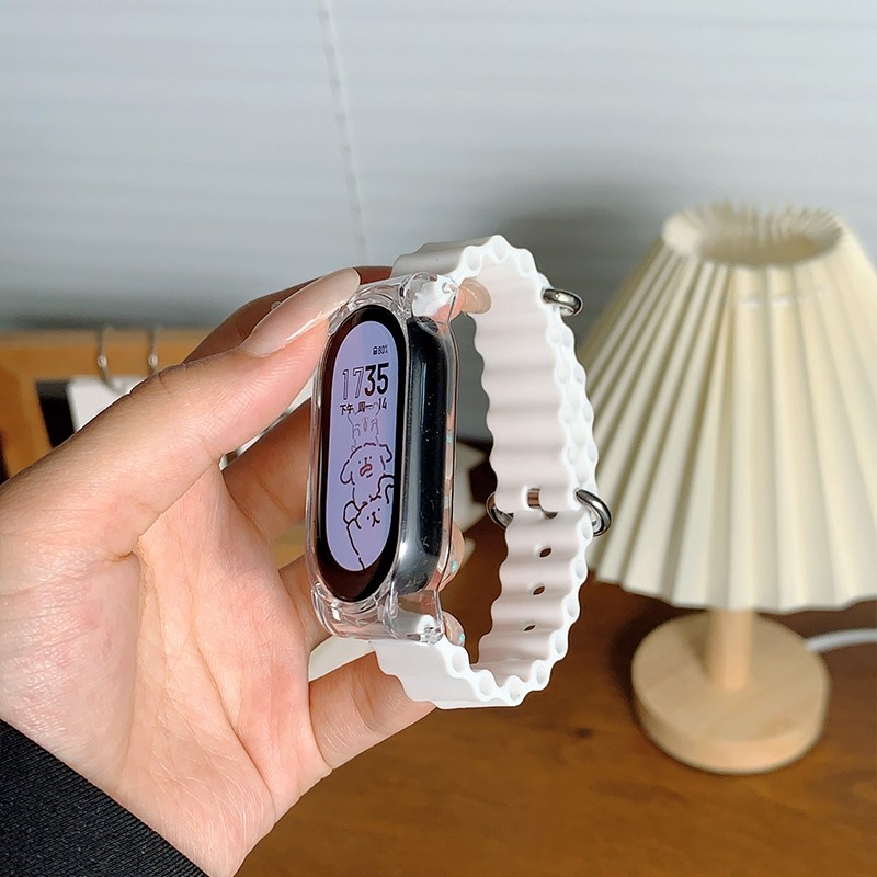 สายรัดซิลิโคนมหาสมุทรพร้อมเคสสําหรับสายรัดข้อมือ OPPO Band Sport Bracelect ฝาครอบอุปกรณ์เสริม