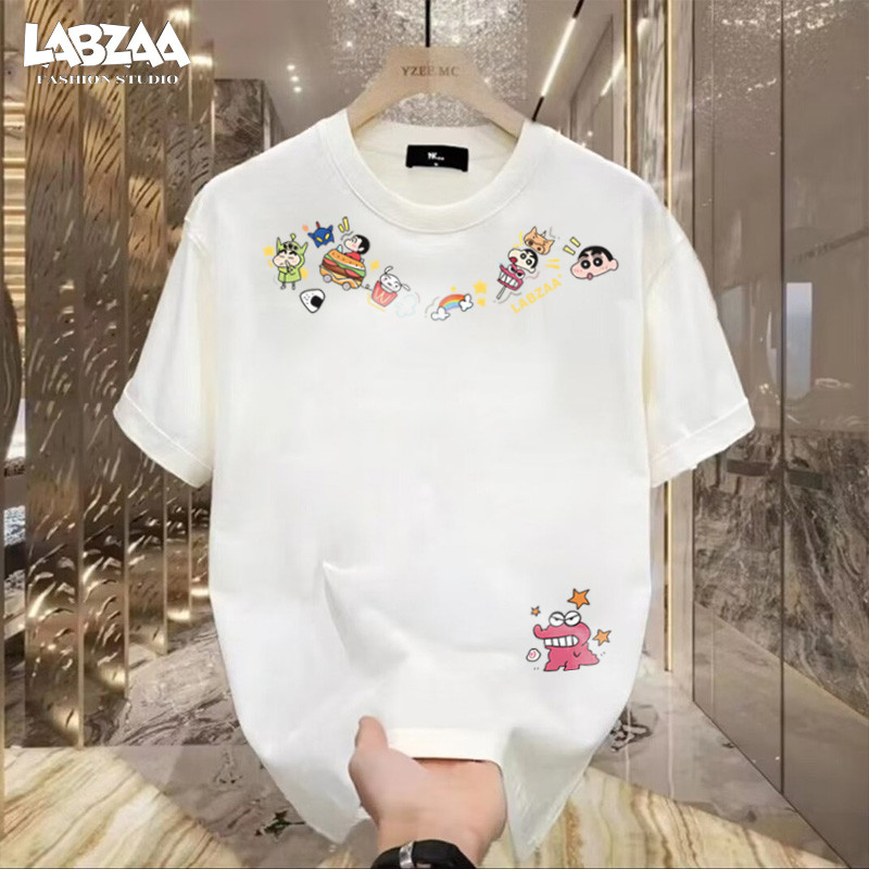 เสื้อยืด oversize✨คอกลมแขนสั้น วินเทจฟอกน้ำ ใส่สบาย ไม่ต้องรีด แนวสตรีทแฟชั่น พิมพ์ลายการ์ตูนขี้เกียจ cotton 100% YG42