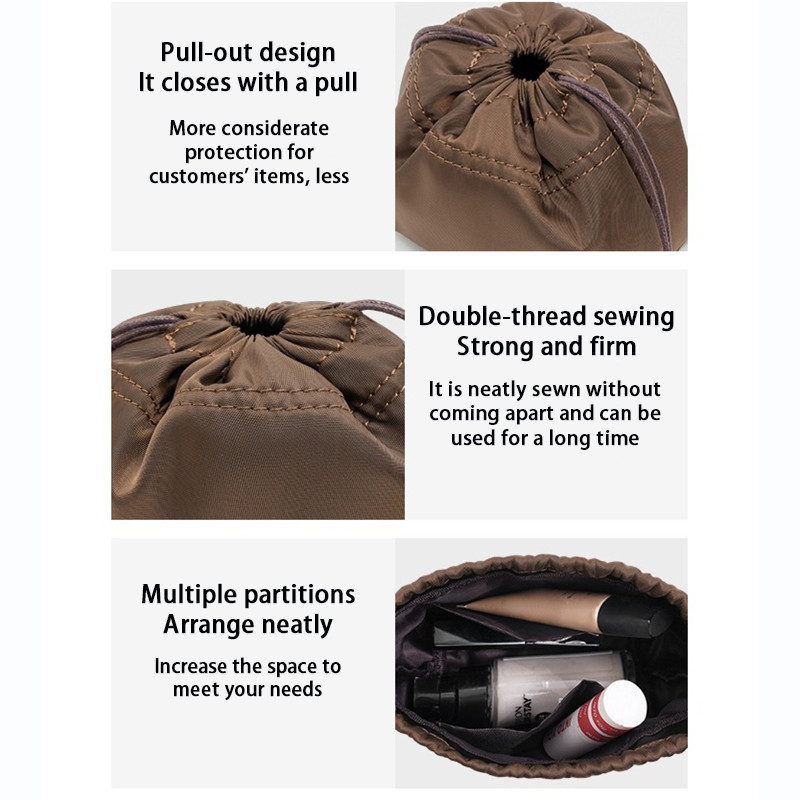 EverToner Drawstring ไนลอนกระเป๋าด้านใน Organizer ใส่กระเป๋าเหมาะสําหรับ L Na-no Noe Crossbody Bucket กระเป๋าผู้หญิงกระเป๋าเก็บเครื่องสําอาง - รูปที่ 3