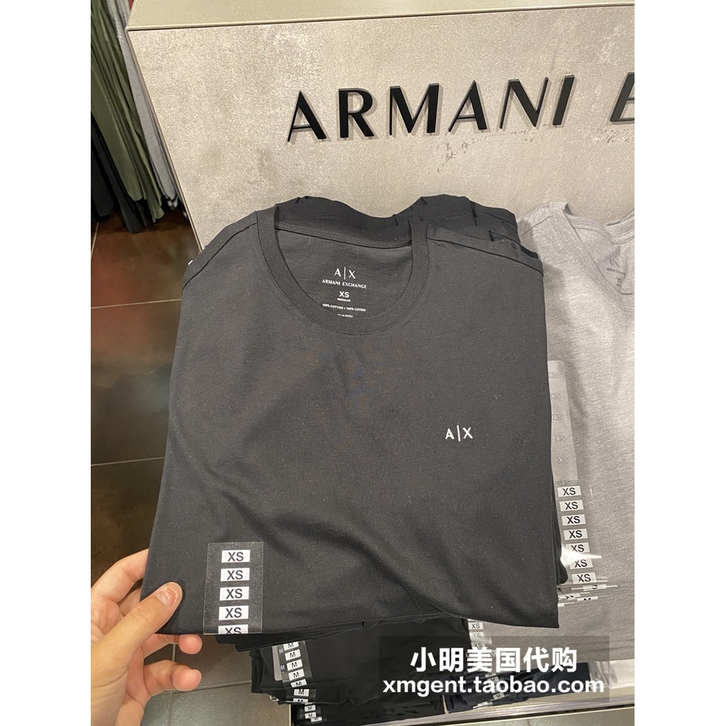 American Armani Exchange Armani AX Mens Casual Fashion Solid Color Thin Bottoming Shirt เสื้อยืดแขนสั้น - รูปที่ 4