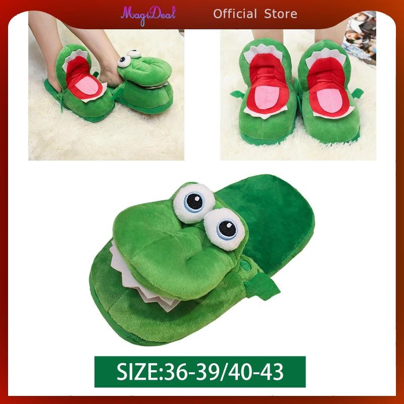 MagiDeal รองเท้าแตะจระเข้ Furry น่ารัก Warm ความแปลกใหม่ Cozy Fuzzy บ้านรองเท้าแตะรองเท้าสําหรับฤดูใบไม้ร่วงฤดูหนาวในครัวเรือนห้องนั่งเล่นคู่