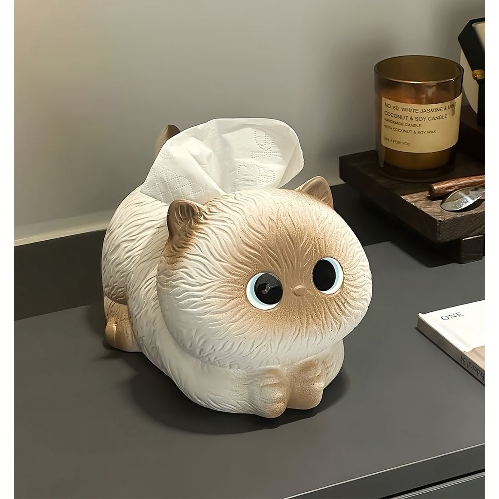3D สามมิติสยามแมวเซรามิกกล่องกระดาษทิชชูรถกล่องกระดาษ Niche Art หัตถกรรมตกแต่ง