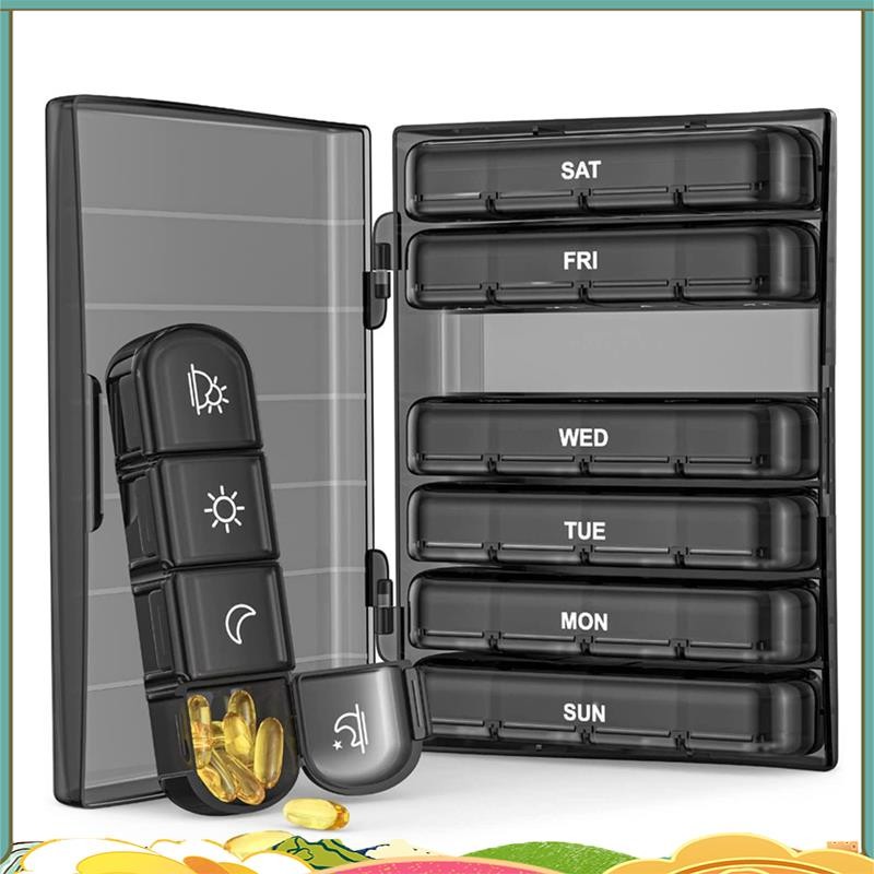 1 ชุดกล่องยารายวัน 4-Times A Day, 7 วันแบบพกพาสําหรับเดินทาง