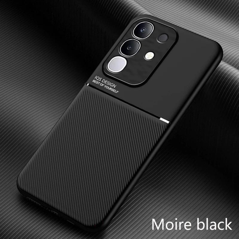 หรูหรา Matte เคสโทรศัพท์สําหรับ Vivo Y29 4G ปกหลัง PU หนังซิลิโคนผู้ถือรถป้องกันกรณีสําหรับ Vivo T4X Coque