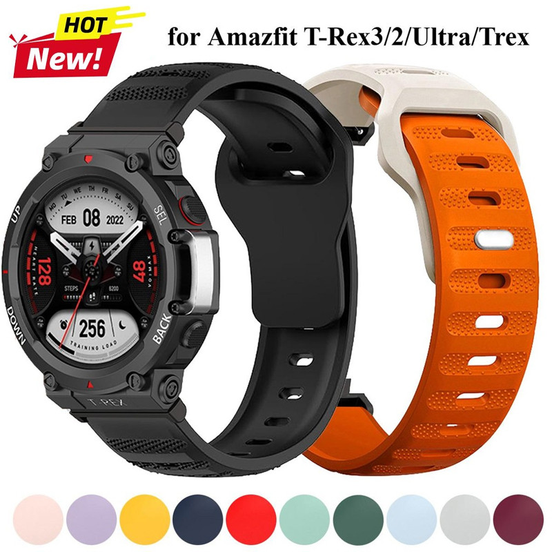 สายซิลิโคนสําหรับ Huami Amazfit T-Rex 3 T-Rex2/Ultra กีฬาสร้อยข้อมือสําหรับ Amazfit T-Rex/T-Rex Pro สายรัดข้อมือสมาร์ทนาฬิกาอุปกรณ์เสริม