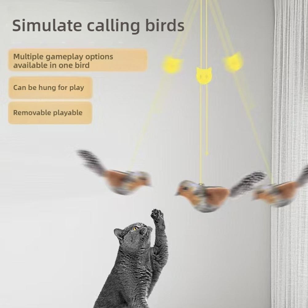 ไฟฟ้าแขวน Eagle Flying Bird Interactive ของเล่นแมวจําลองนก Teaser Play Stick Scratch เชือกของเล่นสัตว์เลี้ยงสําหรับแมว