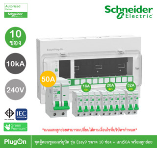 Schneider ชุดตู้คอนชูมเมอร์ยูนิต รุ่น Easy9 Plug-On ขนาด 10 …