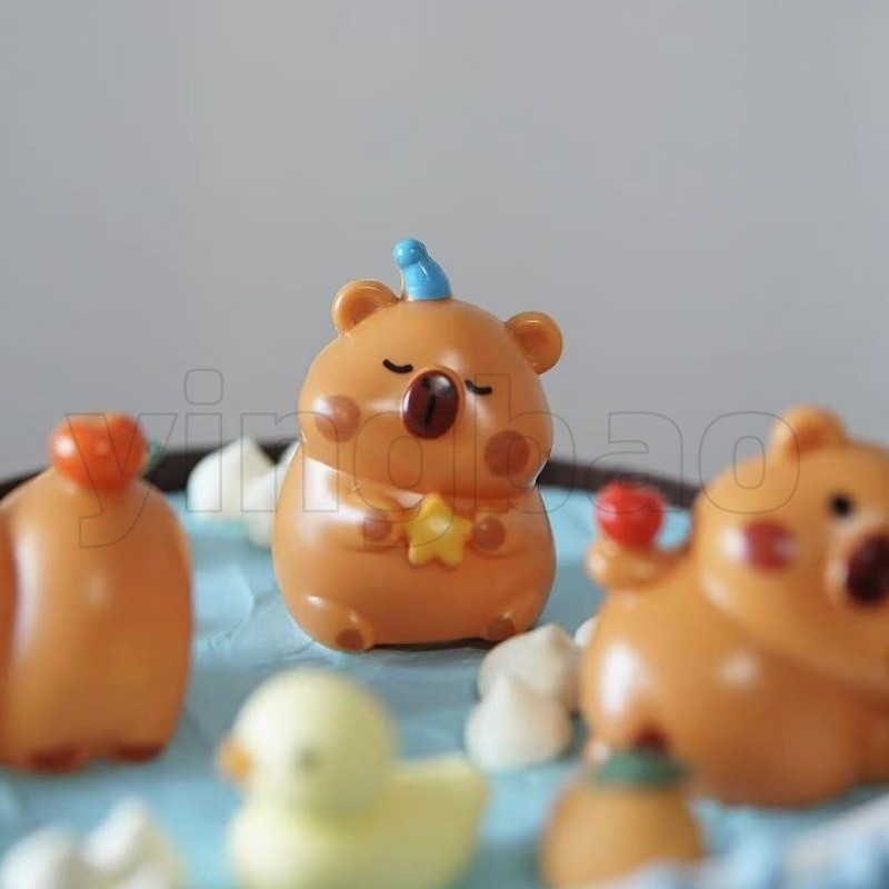 Capybara รูปตุ๊กตาเค้ก Topper ของเล่นสัตว์เครื่องประดับ Happy Birthday แบนเนอร์สําหรับเด็กวันเกิด Party Surprise ของขวัญ - รูปที่ 2