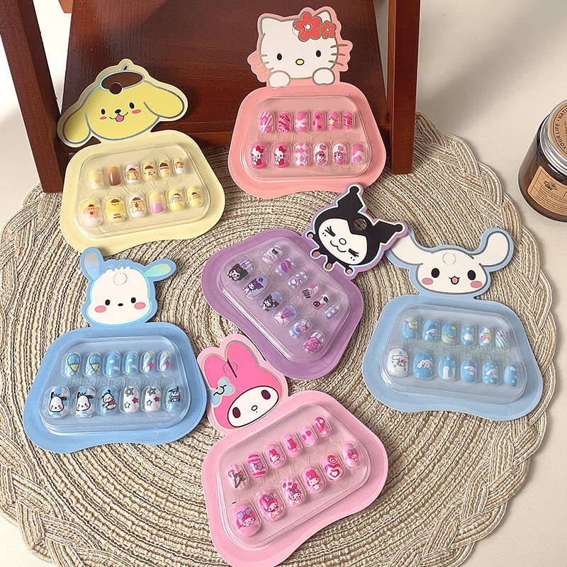 SANRIO การ์ตูน ซานริโอ สวมใส่เล็บ ศิลปะ ปะ ญี่ปุ่นที่ถอดออกได้น่ารักผู้หญิงเล็บ ศิลปะ อุปกรณ์เสริม