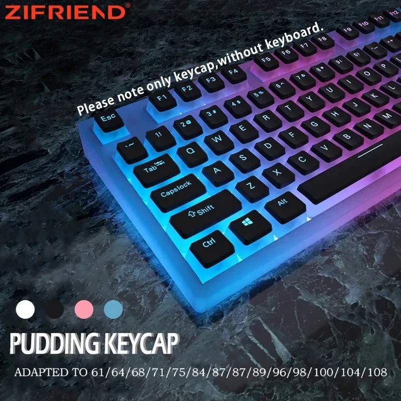 ZIFRIEND 130 Keys Pudding Keycaps for Mechanical Keyboard PBT OEM Key Caps Jelly RGB Full Size 60% 1