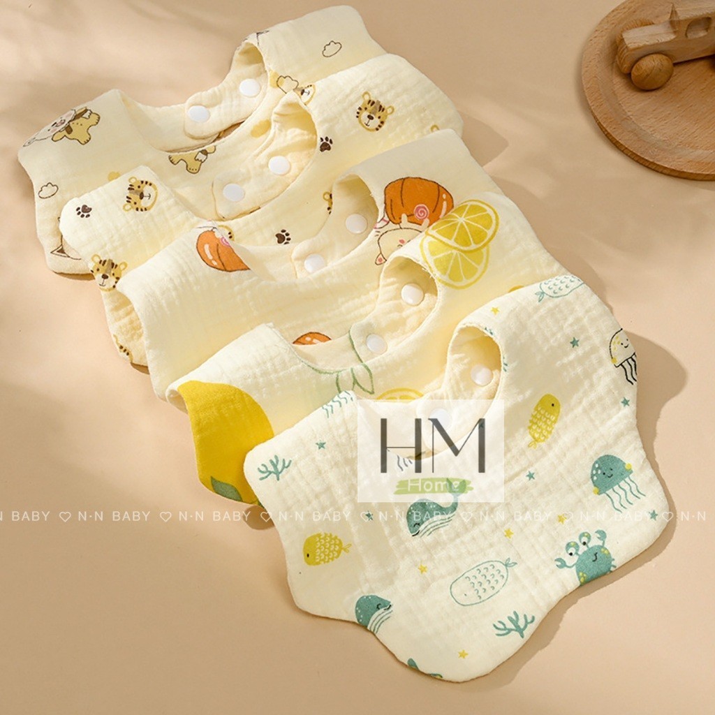 ใหม่ ผ้ากันเปื้อนเด็ก ผ้าซับน้ำลายเด็ก ผ้าฝ้ายนุ่ม 4 ชั้น พิมพ์ลายการ์ตูนน่ารักๆ