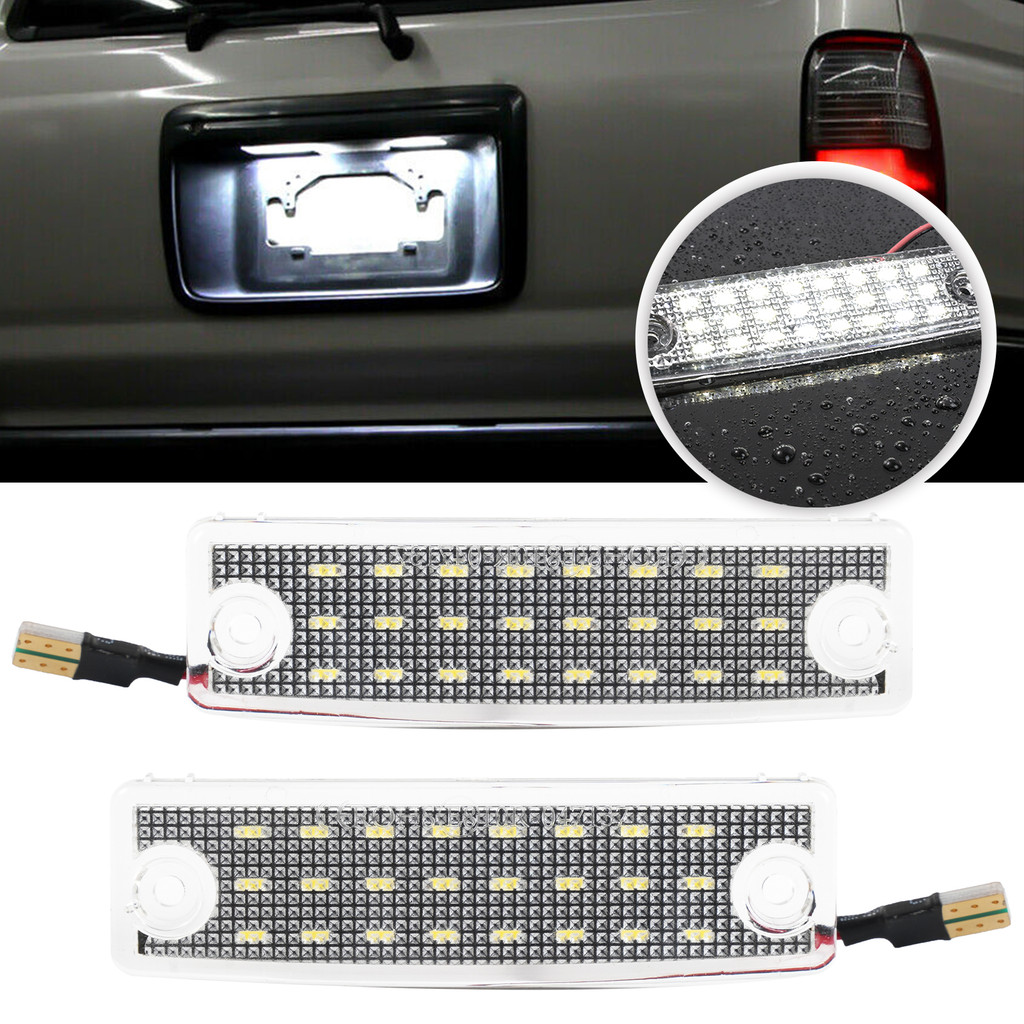 2 ชิ้นไฟป้ายทะเบียน LED จํานวนแผ่นโคมไฟสําหรับ Toyota Land Cruiser Prado 150 Corolla Haice 100 Series 4Runner Sienna Sequoia Hilux Lexus GX470
