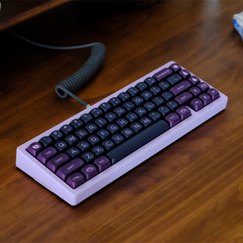 Pbt Keycap MOA Black Lotus Mechanical Keyboard 5 ด้าน Dye Sublimation Dark Purple Keycaps ปรับเป็น 61/64/67/68/71/75/78/82/84/87/96/98/100/104/108
