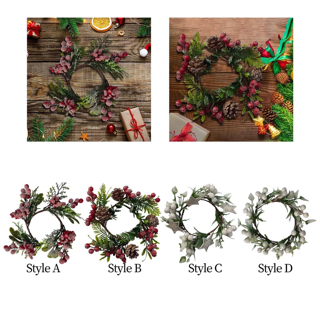 [Tachiuwa21] เทียน Garland เครื่องประดับตกแต่งคริสต์มาส Holiday Party Decor พวงหรีดคริสต์มาสประดิษฐ์สําหรับหน้าต่างตกแต่งบ้านในร่ม