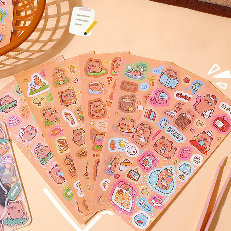 10 แผ่นน่ารักการ์ตูนสัตว์ Series ไดอารี่ Deco DIY Capybara แพนด้า Guka Decals Kpop
