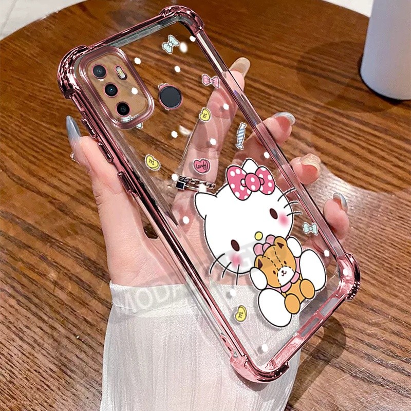 สําหรับoppo A53 2020 กรณีซิลิโคนนุ่มElectroplating TPU SoftCaseสี่มุมAnti-Dropการ์ตูนกันกระแทกOPPOA53 2020 CPH2127 CPH2131 โทรศัพท์ปลอกฝาครอบป้องกัน