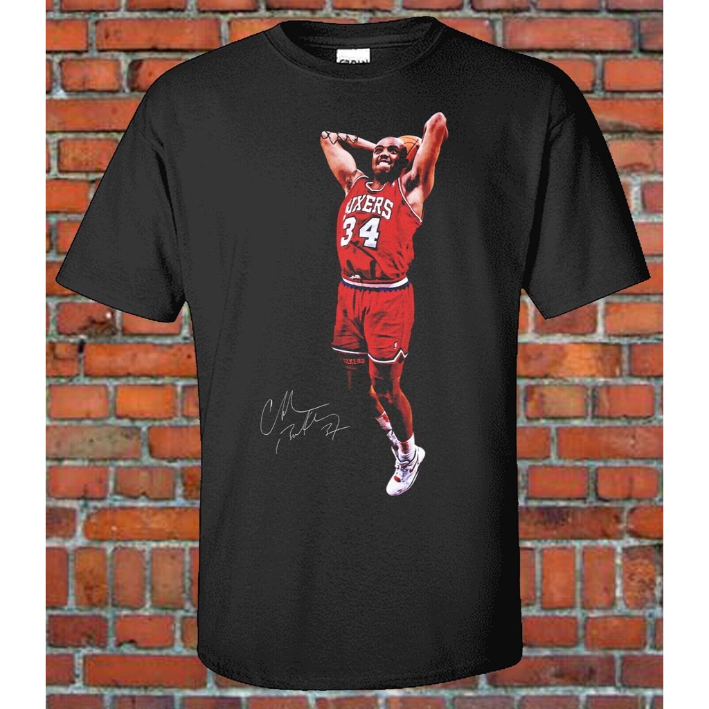 Charles Barkley Philadelphia 76Ers Dunking Graphic Tee Vintage Look Allen Ivers