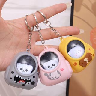 การ์ตูน นักบินอวกาศ พวงกุญแจเรืองแสงแสง-น่ารักหมีและลูกแมวกระเป๋าเป้สะพายหลังส่องสว่างไฟกลางคืนพวงกุญแจ-เด็กของเล่นเปล่งแสง