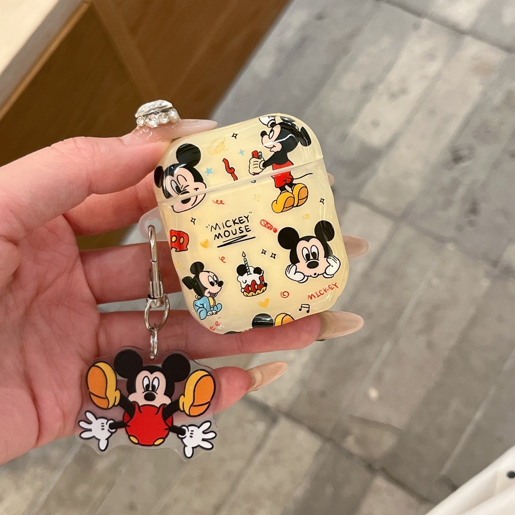 ซูเปอร์ดิสนีย์น่ารักการ์ตูนมิกกี้เมาส์, เคสหูฟังแบบหล่นพลาสติกสําหรับ แอร์พอด 4, 1, 2, 3, มือโปร, มือโปร2