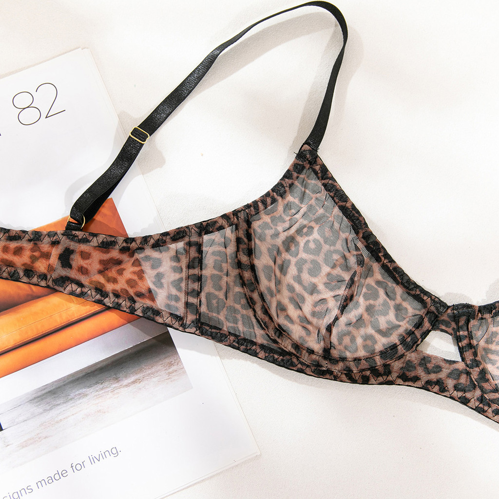 [ใหม่] ชุดชั้นในเซ็กซี่ไร้รอยต่อระบายอากาศผู้หญิงถ้วยบางเฉียบสบายเสือดาวพิมพ์กรอบดันขึ้นชุดชั้นใน - รูปที่ 7