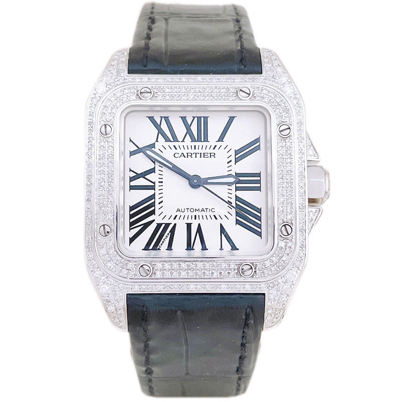 Cartier Cartier Large Santos Series Stainless Steel Diamond Automatic Mechanical Watch Men W20073X8