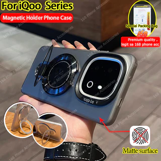 เคส IQOO 13 15 15R เคสโทรศัพท์กันกระแทกพร้อมที่วางโทรศัพท์แม่เหล็กเคลือบแข็งเคสโทรศัพท์ป้องกันลายนิ้วมือถุงลมนิรภัยสีสันสดใสเคส IMD ชุบ