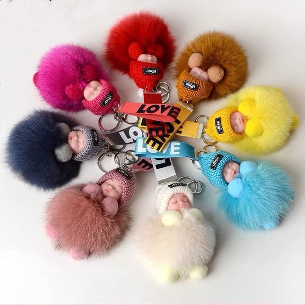 พวงกุญแจ Pompom Sleeping คอลใหม่ ขายาว น่ารัก ขนนุ่ม ขนาด 17cm ตุ๊กตาห้อยกระเป๋า พวงกุญแจ จี้กระเป๋า
