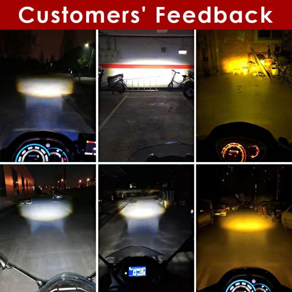 [ซื้อ 2 แถม 2] คู่ขับรถจักรยานยนต์มินิไฟ LED กันน้ำสีขาวสีเหลืองคู่ 20W * 2 ไฟมอเตอร์ ไฟมอเตอร์ไซค์ไฟสปอร์ตไลท - รูปที่ 6