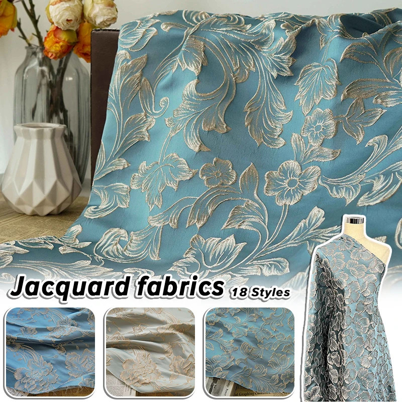 ผ้าไหมสีทองบรรเทาวินเทจ ผ้าแจ็คการ์ด ผ้าจีบผ้าโบรเคด ทําเอง เสื้อผ้าสตรีกระเป๋าตกแต่งอุปกรณ์เย็บผ้า