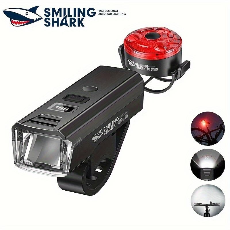 Smilingshark ไฟจักรยาน LED ไฟจักรยานสว่างเป็นพิเศษพร้อมไฟท้ายสีแดง 4 โหมด Type-C ชาร์จสําหรับขี่ขี่จักรยานกลางคืน