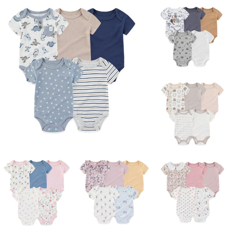 แฟชั่น 5 ชิ้น Four Seasons Unisex เด็กทารกชุดบอดี้สูทเด็กผู้หญิงแขนสั้นเสื้อผ้าทารกแรกเกิด