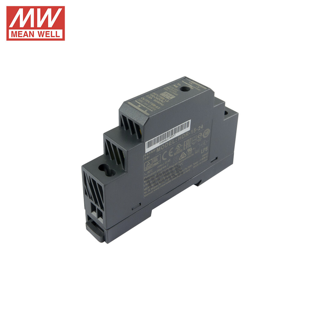 HDR-15-24 | MEAN WELL DIN Rail Switching Power Supply 24V 15.2W 0.63A รับประกัน 3 ปี ออกใบกำกับภาษีได้