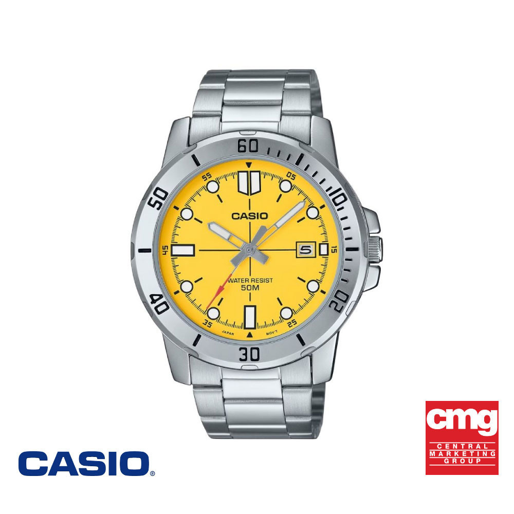 CASIO นาฬิกาข้อมือ รุ่น MTP-VD01D-9EVUDF สายสเตนเลสสตีล สีเหลือง