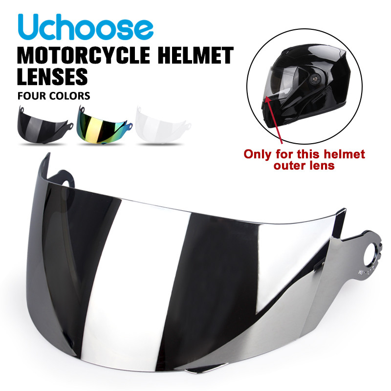 ใช้เฉพาะหมวกกันน็อคมอเตอร์ไซค์ UCHOOSE-106,เลนส์พิเศษสามล้อ,กระจกใส,สีดํา,แพ็คเกจเลนส์สีเงิน