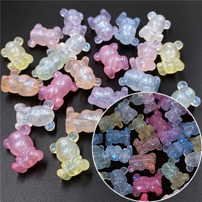 10ชิ้นหมีชิมเมอร์ลูกปัดอะคริลิส่องสว่าง ทําเอง สร้อยข้อมือสร้อยคอเครื่องประดับทําอุปกรณ์วัสดุ ทําด้วยมือ