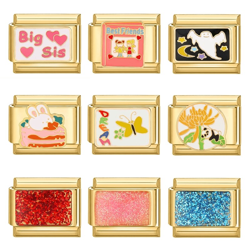 อิตาเลี่ยน Charm Links สําหรับสร้อยข้อมือ Fit 9 มม.สร้อยข้อมือสแตนเลส Diy เครื่องประดับทําอุปกรณ์เสริม Retro บุคลิกภาพโมดูลสร้อยข้อมืออุปกรณ์เสริม