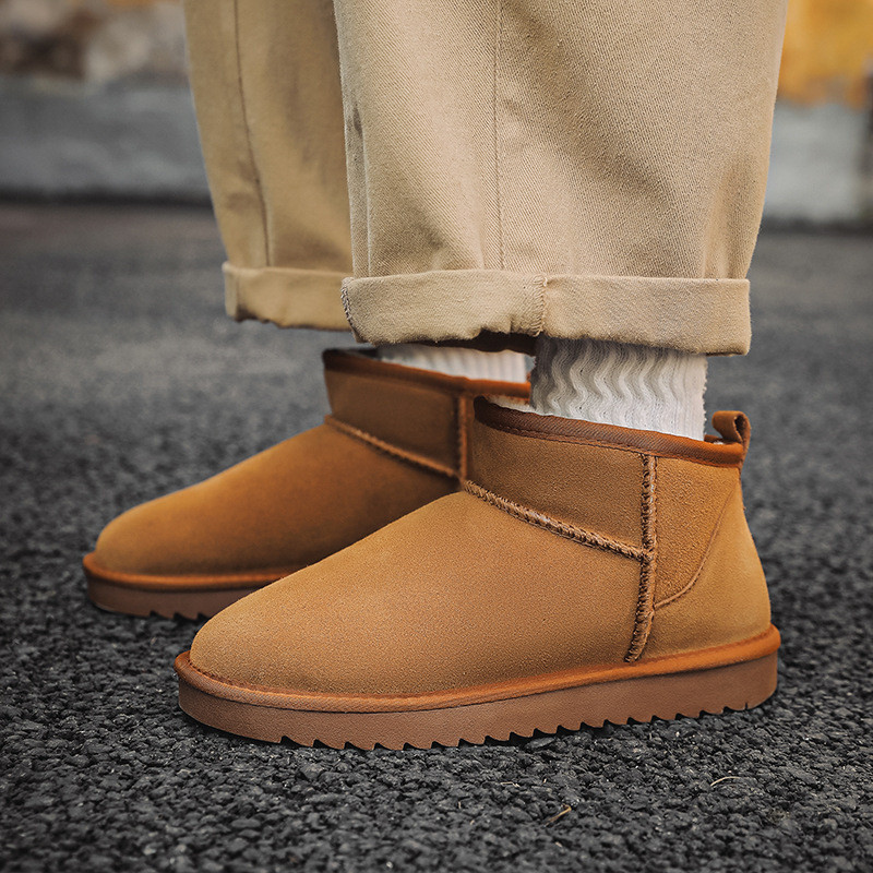 รองเท้าหิมะ UGG สำหรับผู้ชาย ทำจากหนังวัวหนากันลื่นและอบอุ่น ไซส์ 40-45