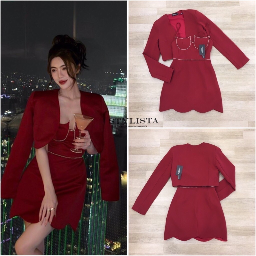 (xs-L) พร้อมส่ง STY89 เซตเสื้อคลุมแขนยาว มาพร้อมเดรสทรงพอดีตัวใส่เข้าชุด เรียบหรู ใส่ออกงาน ดินเนอร์