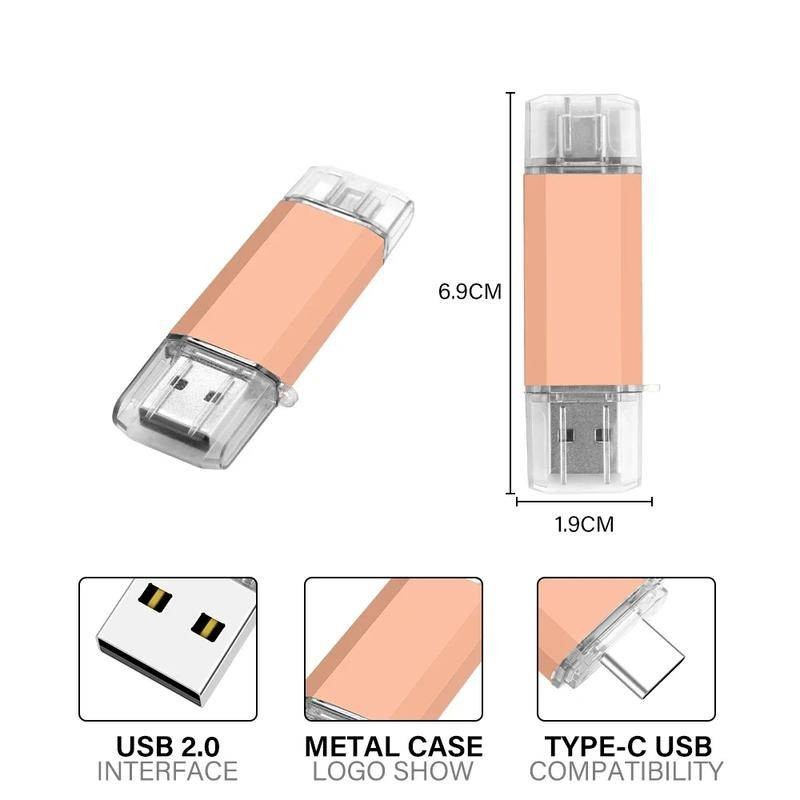 ดิสก์หน่วยความจํากระพริบ USB สีความเร็วสูงสไตล์ใหม่ C-Type จี้โลหะสองในหนึ่งเดียว OTG Stylus แฟลชไดรฟ์แบบพกพาที่กําหนดเองชื่อเลเซอร์ตัวอักษรโลโก้ขายส่ง
