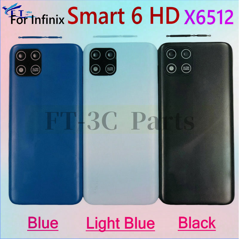 สําหรับ Infinix Smart 6 HD X6512 ฝาหลังด้านหลังด้านหลังด้านหลังฝาครอบแบตเตอรี่ชิ้นส่วนทดแทน