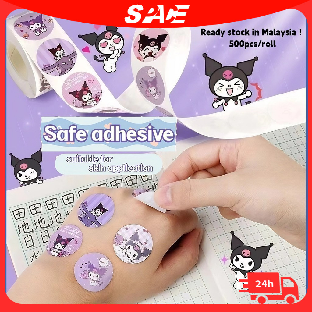 500 ชิ้น/ม้วน Kuromi สติกเกอร์ปิดผนึก Sanrio เทปสติกเกอร์ฉลากกล่องของขวัญตกแต่ง Handmade เต็นท์วัสดุเด็กของขวัญ melody ของขวัญน่ารัก