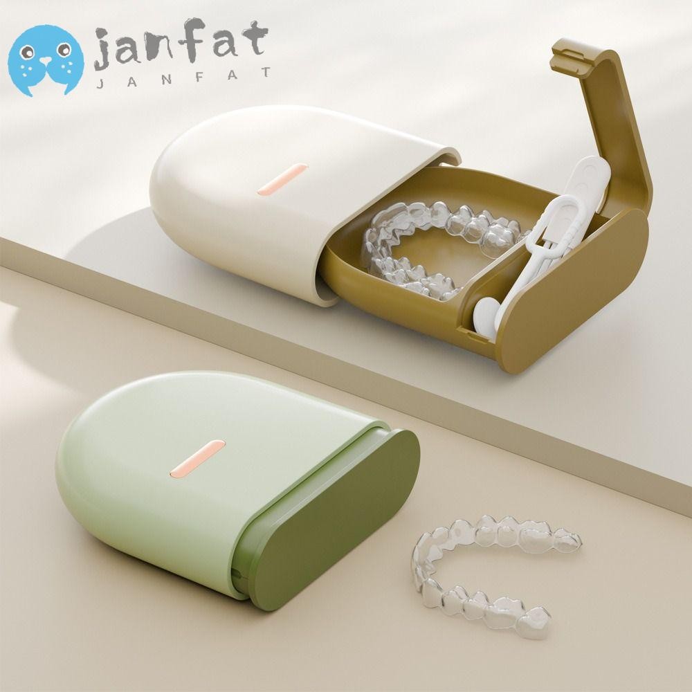 Janfat กล่องเก็บวงเล็บ, คอนเทนเนอร์รีเทนเนอร์ฟันปลอม ABS แบบพกพา, แฟชั่นมินิกล่องเก็บสินค้าขนาดเล็ก