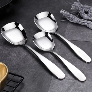 ช้อนสแตนเลสทรงสี่เหลี่ยมหนา 304 คุณภาพสูง หลายขนาด Multi-sized soup spoons