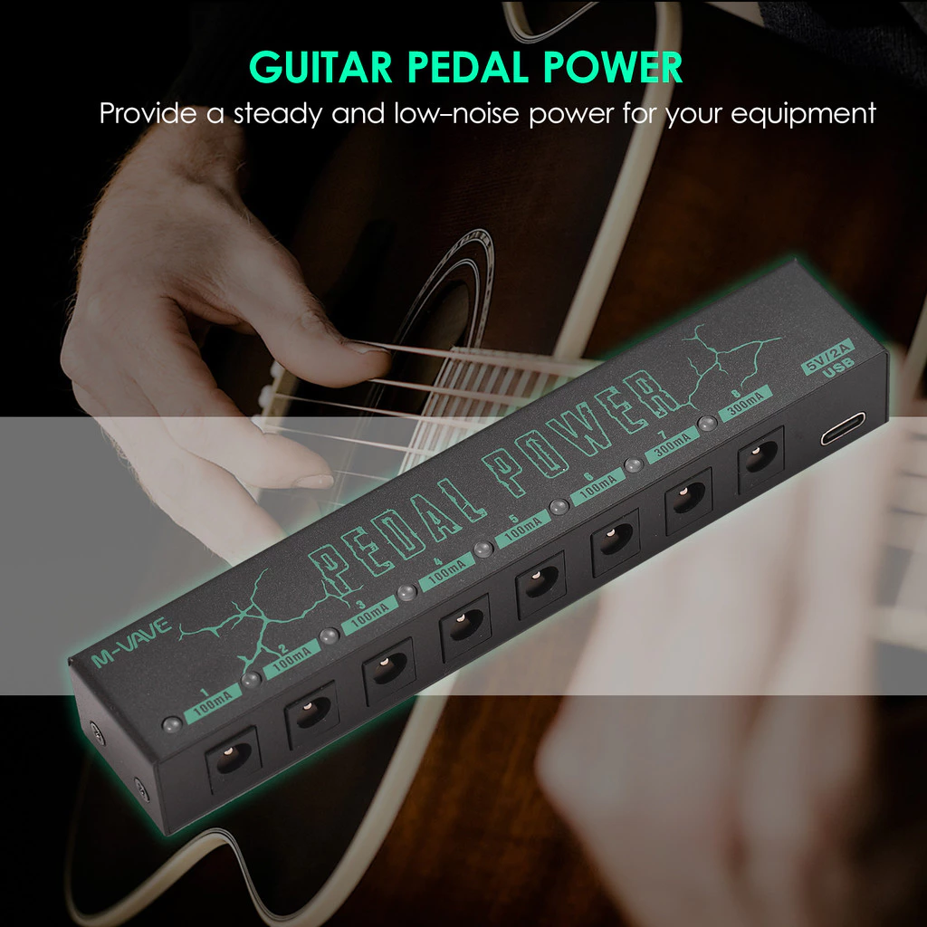 จัดส่งด่วนในพื้นที่ Effect Pedal Power Supply M-VAVE PEDAL POWER กีตาร์เหยียบกีตาร์ไฟฟ้า Effector แหล่งจ่ายไฟ 8 แยก DC Output