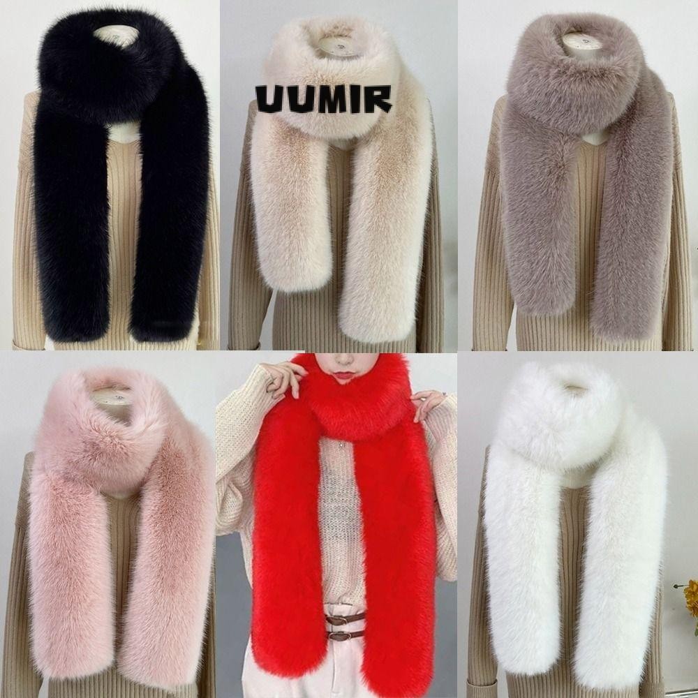 Uumir ขนสัตว์ปลอมผ้าพันคอยาว, 6 สี 180 ซม.Fluffy Plush Luxury Wraps ผ้าคลุมไหล่, ขนสัตว์ตกแต่งหนา Vintage คออุ่น Muffler กลางแจ้ง