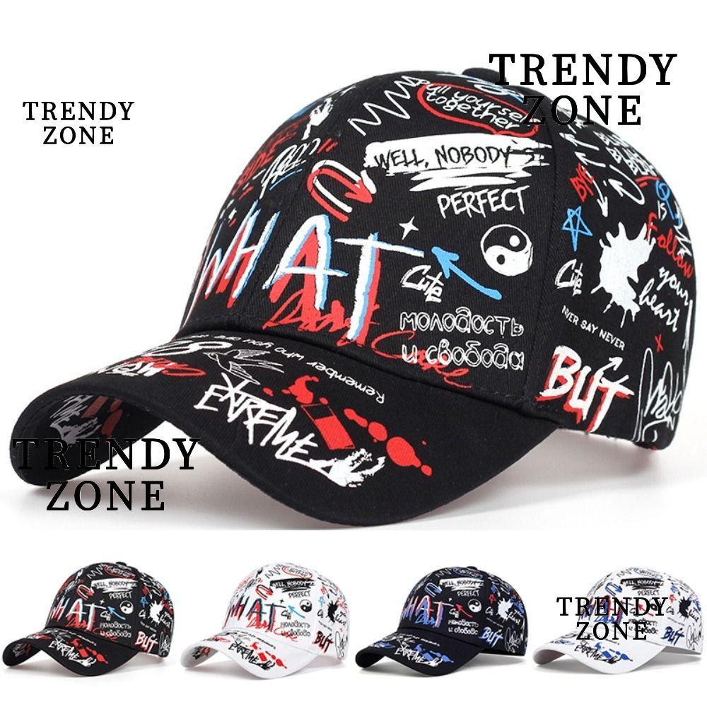 Trendyzone หมวกเบสบอล, Letter Graffiti Breathable Sun หมวก, Casual Outdoor ปรับพิมพ์ Visor สําหรับผู้ชายผู้หญิง
