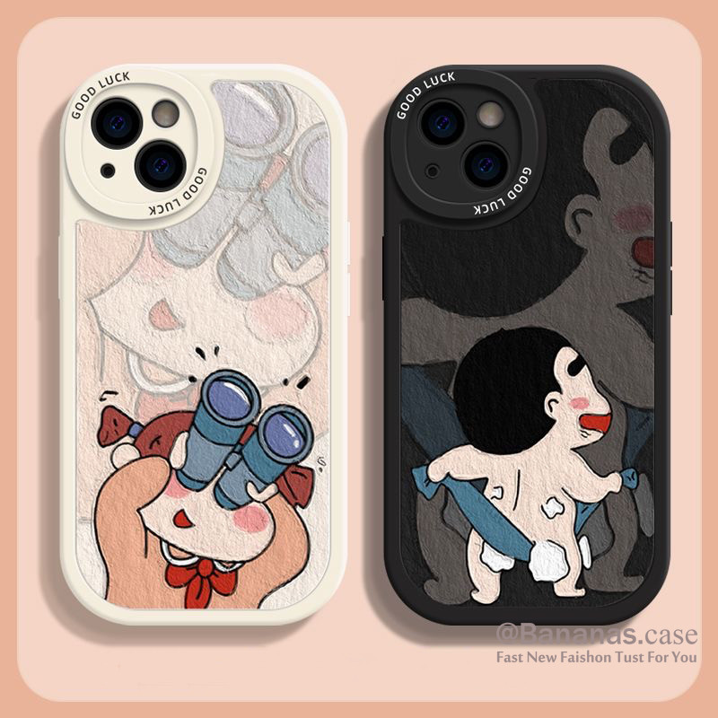Iphone 16 15 14 13 12 11 Pro Max X Xr Xs Max 7 8 Plus SE2020 เคสโทรศัพท์การ์ตูนสนุกสตรอเบอร์รี่หมี Chan คู่ตลกปกอ่อน
