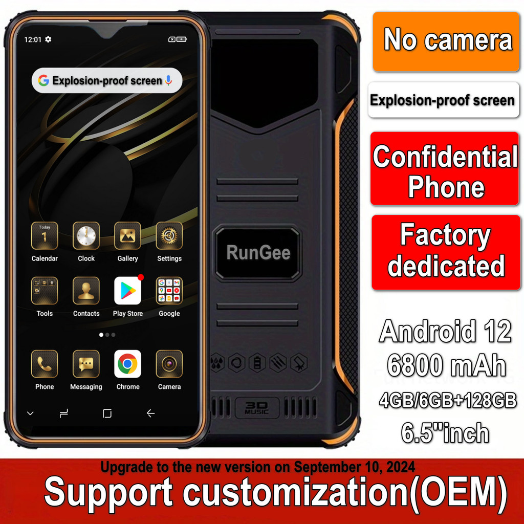 ไม่มีกล้อง Smartphjone 6GB + 128GB 4G LTE Octa core android 12 GPS 6.5" นิ้วไม่มีกล้องโทรศัพท์สนับสนุน OEM โทรศัพท์มือถือที่เป็นความลับ