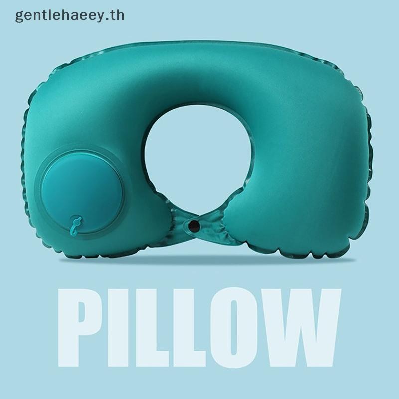 Gg U-Shaped Inflatable Travel หมอนแบบพกพา Air หมอนรองคอเบาะรองนอนสบายกดเพื่อพองหมอน TH