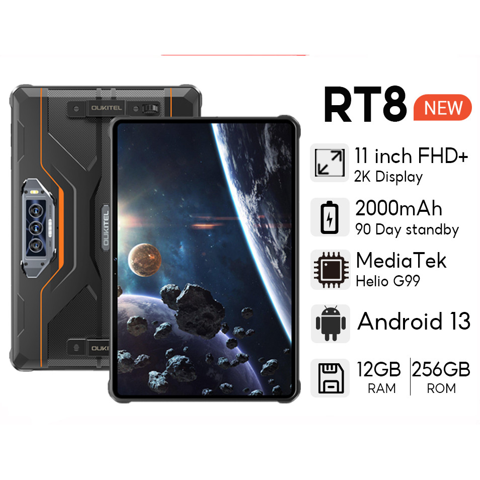 【Free tablet holder】OUKITEL RT8 11” 2K Tablet 12GB+256GB 20000mAh Battery MTK G99 48MP+48MP+5MP IP68